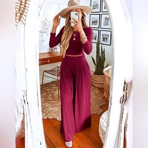 BTFBM Women's Two Piece Lounge Set. Size M. Color red wine. Used once.